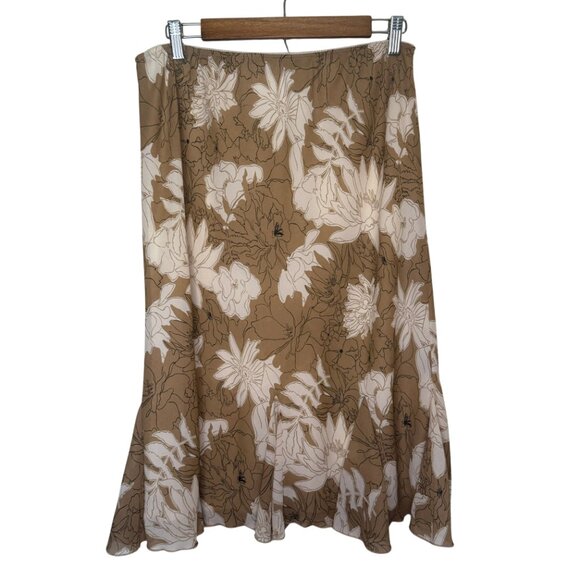 Y2K‎ 90s Vintage Worthington Tan Cream Brown Midi Skirt Size 12 - Picture 1 of 4